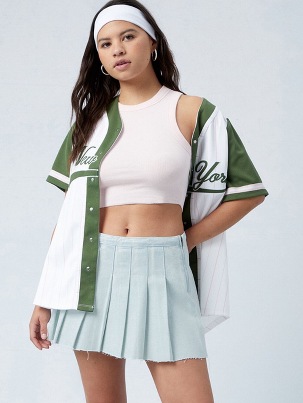 NWT Pacsun Eco Light Mis Rise Pleated Denim Mini Skirt Size: 24